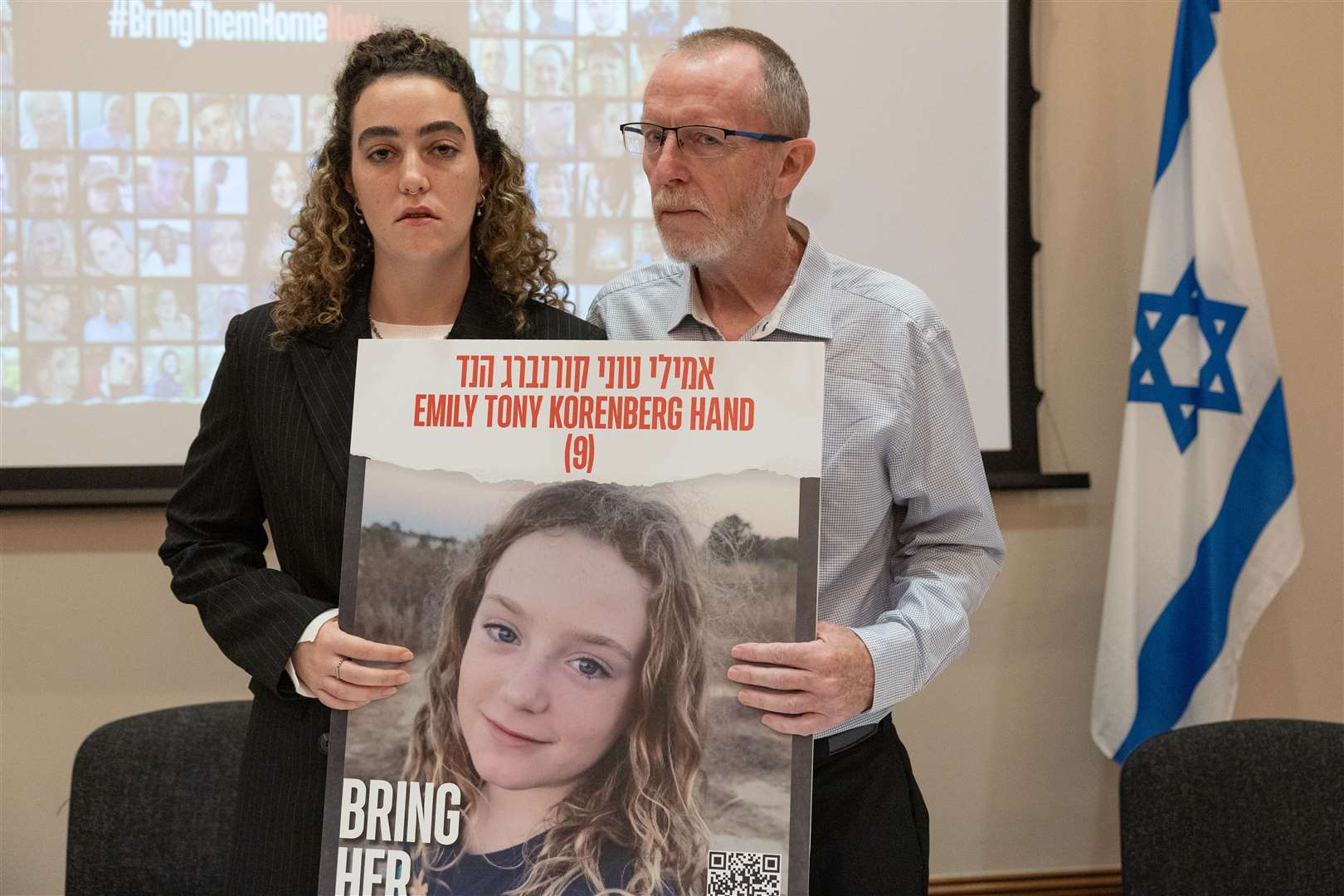 Thomas and Natali Hand during a press conference for families of hostages feared taken in Gaza (Norma Burke/PA)