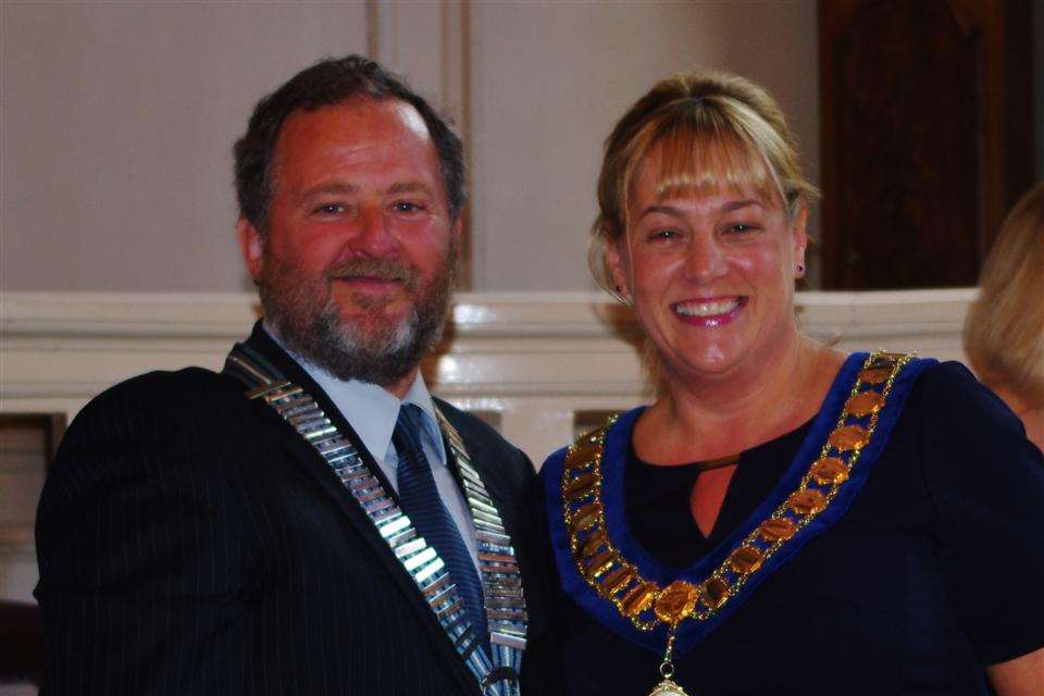 Phil Crowder with Royal Lifesaving Society Kent president Tina Smith