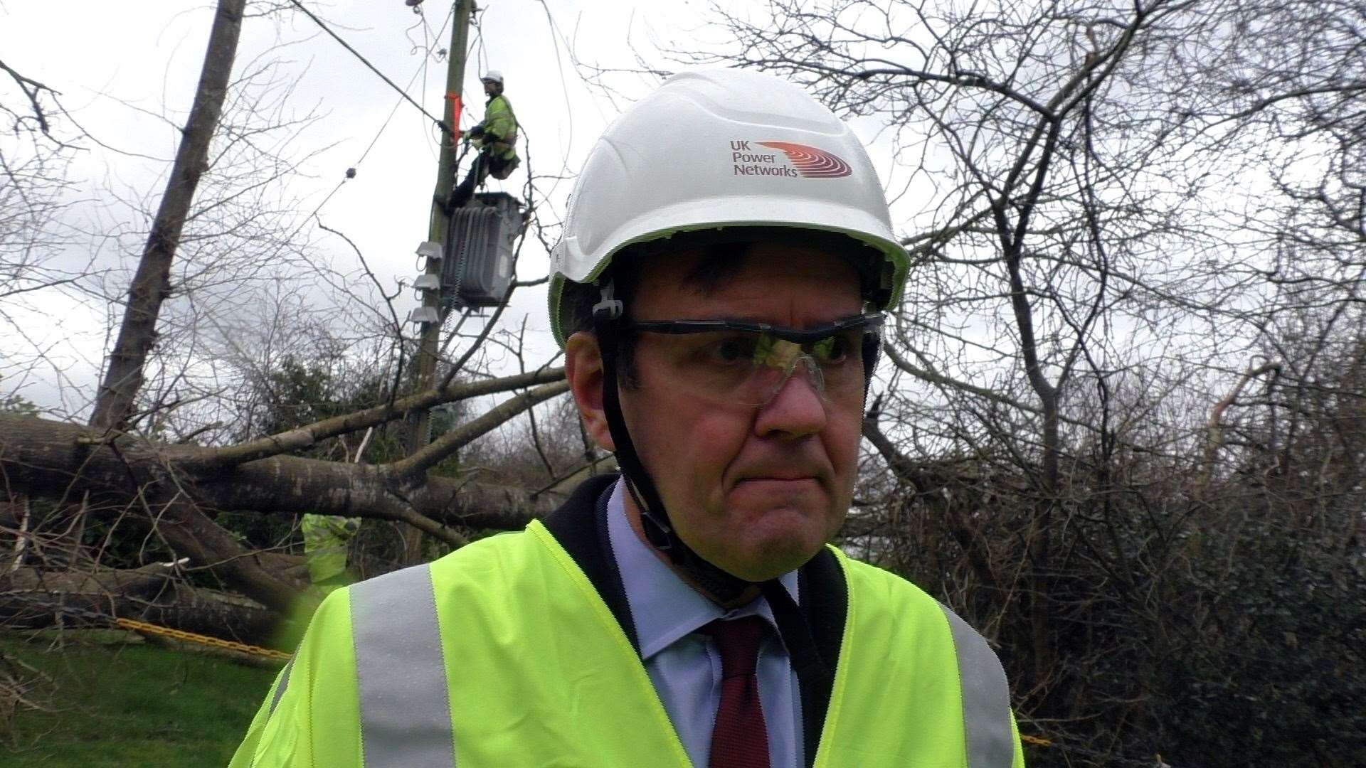 Greg Hands, Minister of State for Business, Energy and Clean Growth attended Mr Thomas's home where power was being fixed