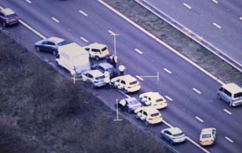 Police swoop on avan on the M5 at Cullompton, Deveon. Picture: NPAS (8619750)