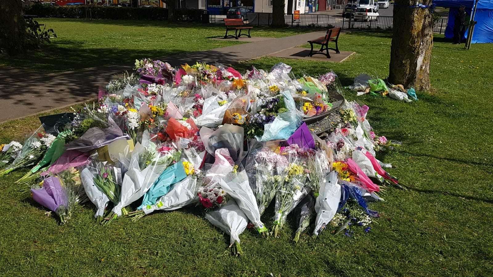 Flowers left in Aylesham for Mrs James