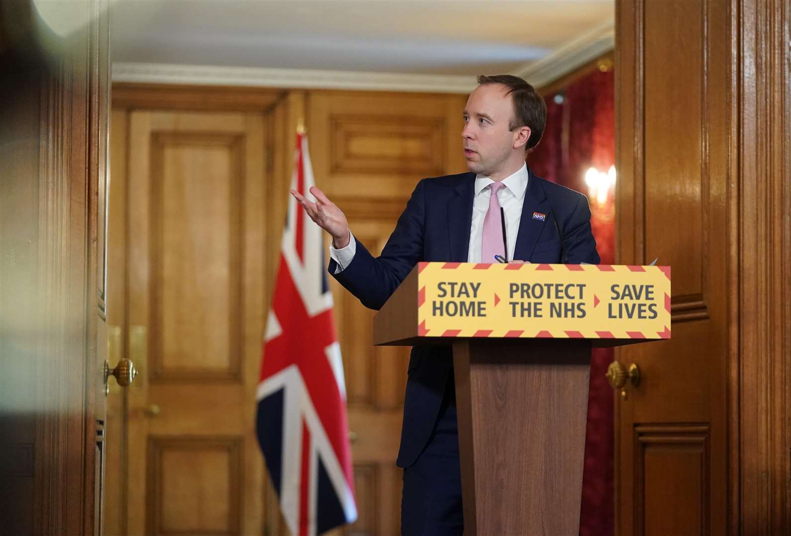 Health Secretary Matt Hancock speaking at the daily Downing Street press conference (Pippa Fowles/10 Downing Street/Crown Copyright)