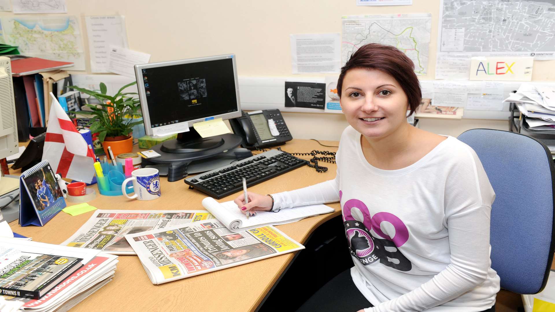 Bobbie in the Messenger office