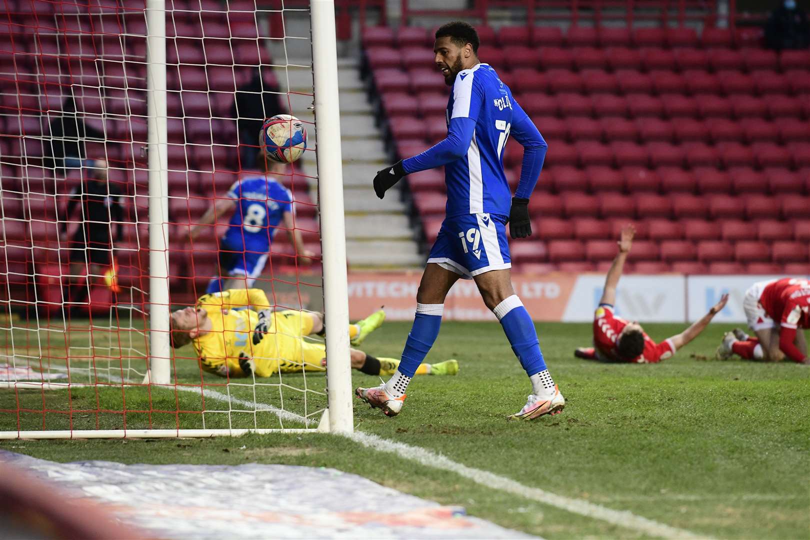 Kyle Dempsey celebrates scoring Gillingham's third goal against Charlton Athletic Picture: Barry Goodwin