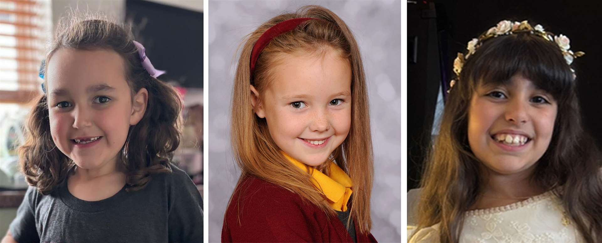 From left, six-year-old Bebe King, seven-year-old Elsie Dot Stancombe and Alice Dasilva Aguiar, nine, were killed in the knife attack (Merseyside Police/PA)