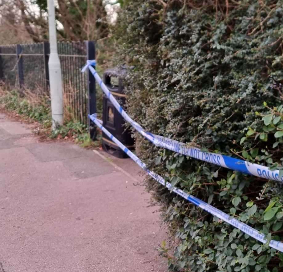 Police later cordoned off the path in Canterbury. Picture: Dan Giff