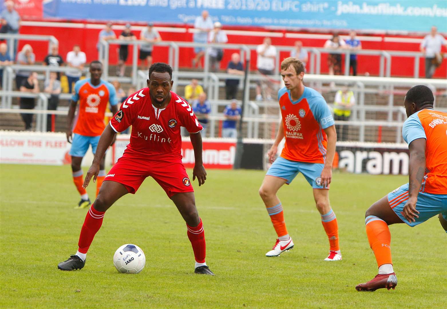 Myles Weston looks for a way through the Halifax defence Picture: Andy Jones