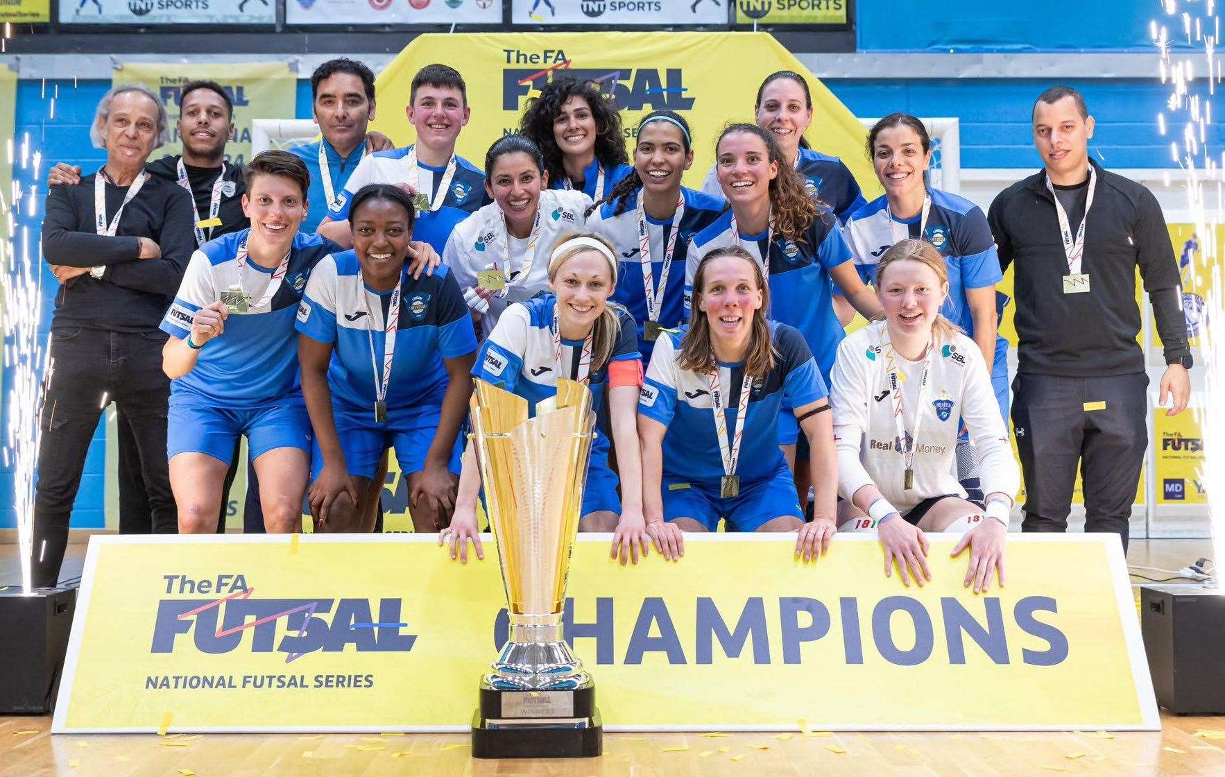 London Helvecia ladies' side, including their Kent contingent, celebrate. Picture: Carl Wilkinson