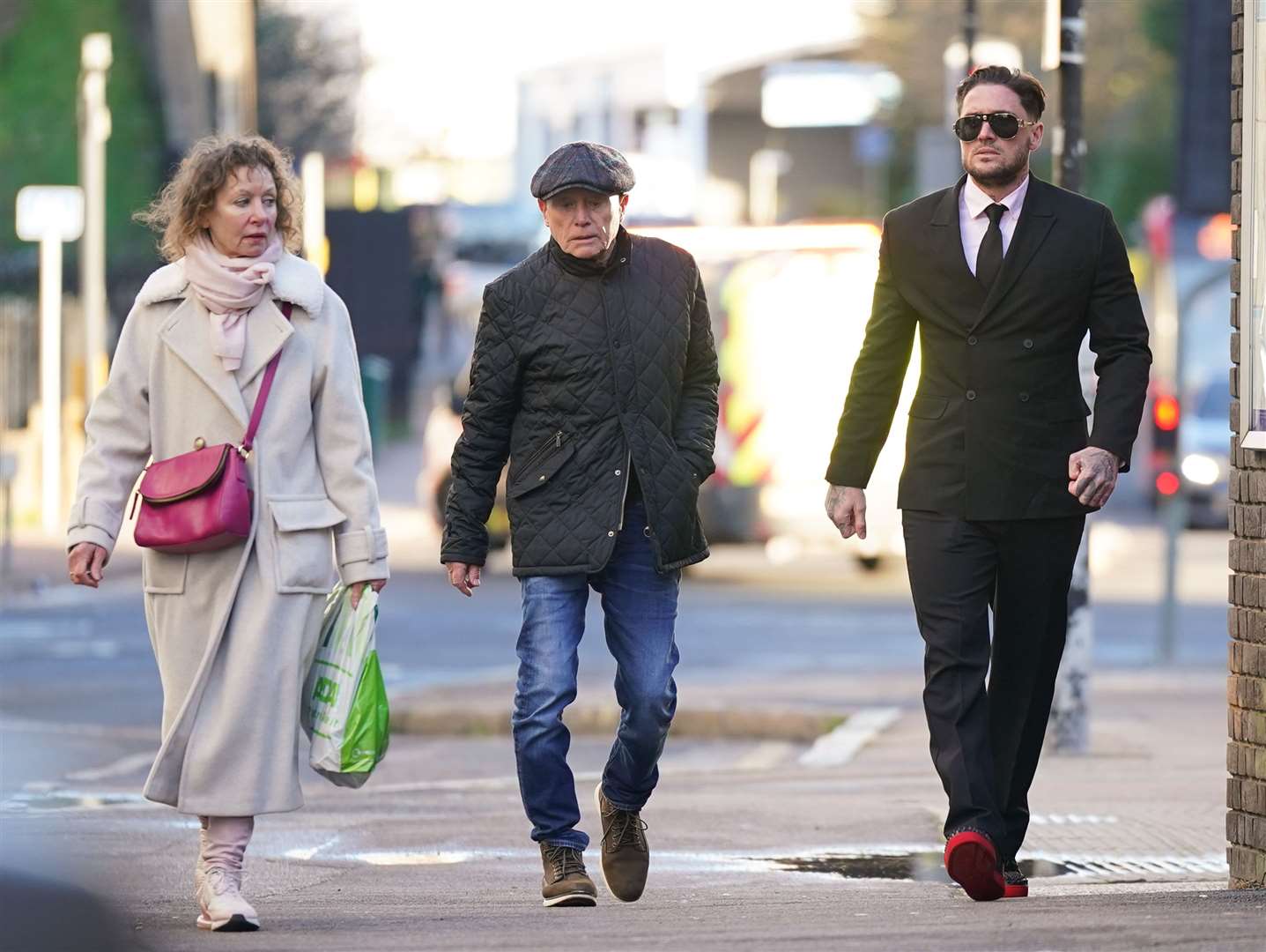 Linda Bear, Stephen Bear Snr and Stephen Bear arrive at Chelmsford Crown Court for a confiscation hearing (Yui Mok/PA)