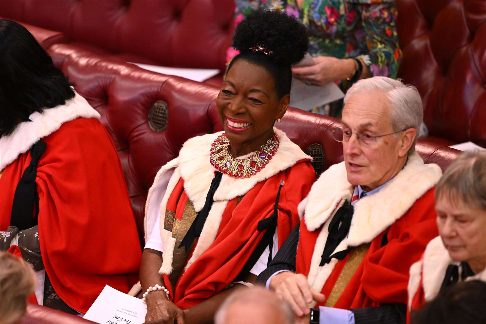Baroness Floella Benjamin and other members of the House of Lords await the start of proceedings in the House of Lords (Leon Neal/PA)
