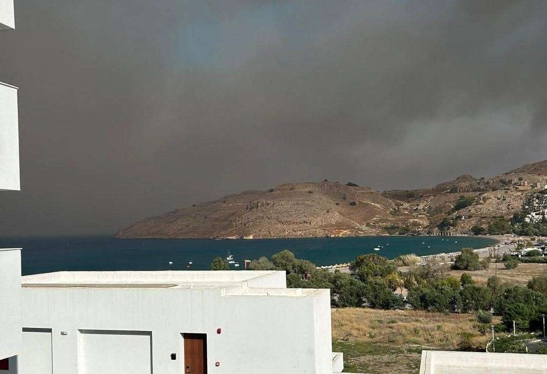 Fire and smoke ravished Rhodes in Greece. Picture: Emily Martin