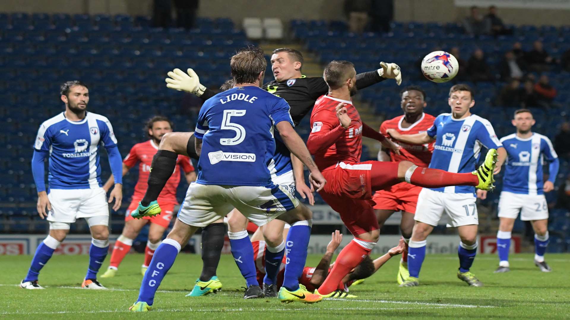 Max Ehmer causes a goalmouth scramble Picture: Barry Goodwin