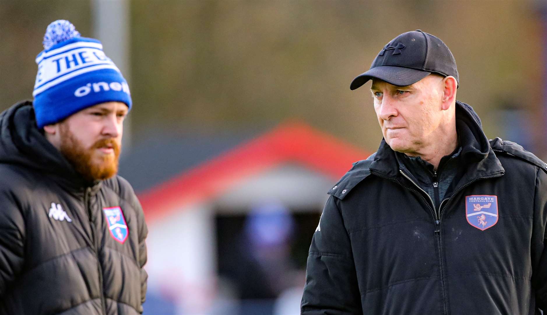 New Margate manager Mark Stimson with coach Elliot Leveson. Picture: Oakley Photosport