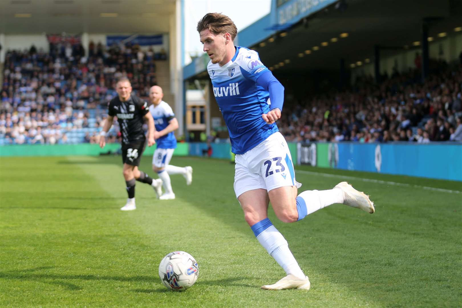 Connor Mahoney in action Gillingham v Barrow Picture: @KPI_Julian