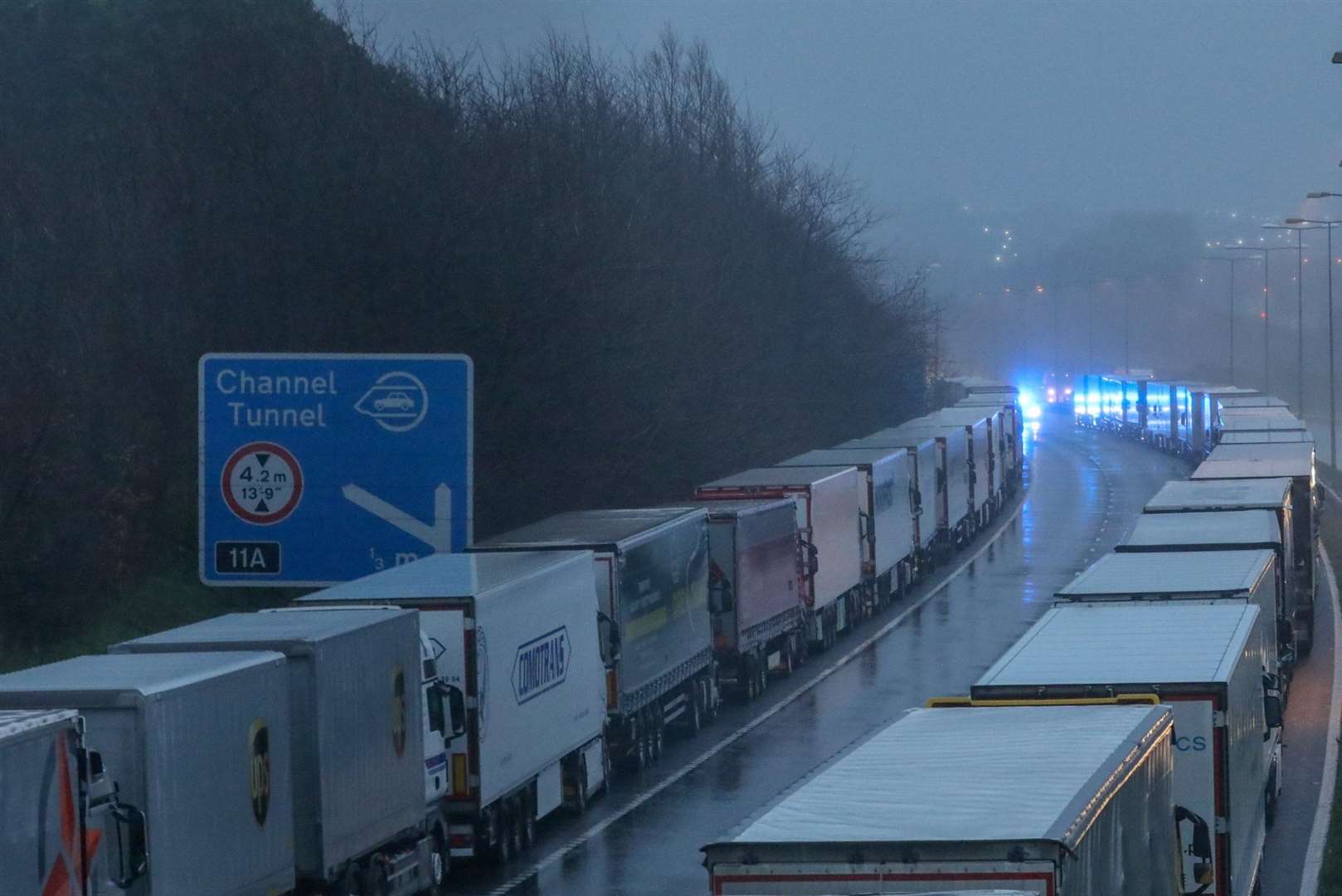 Lorries parked on the M20 as Operation Stack is implemented. Picture: UKNIP