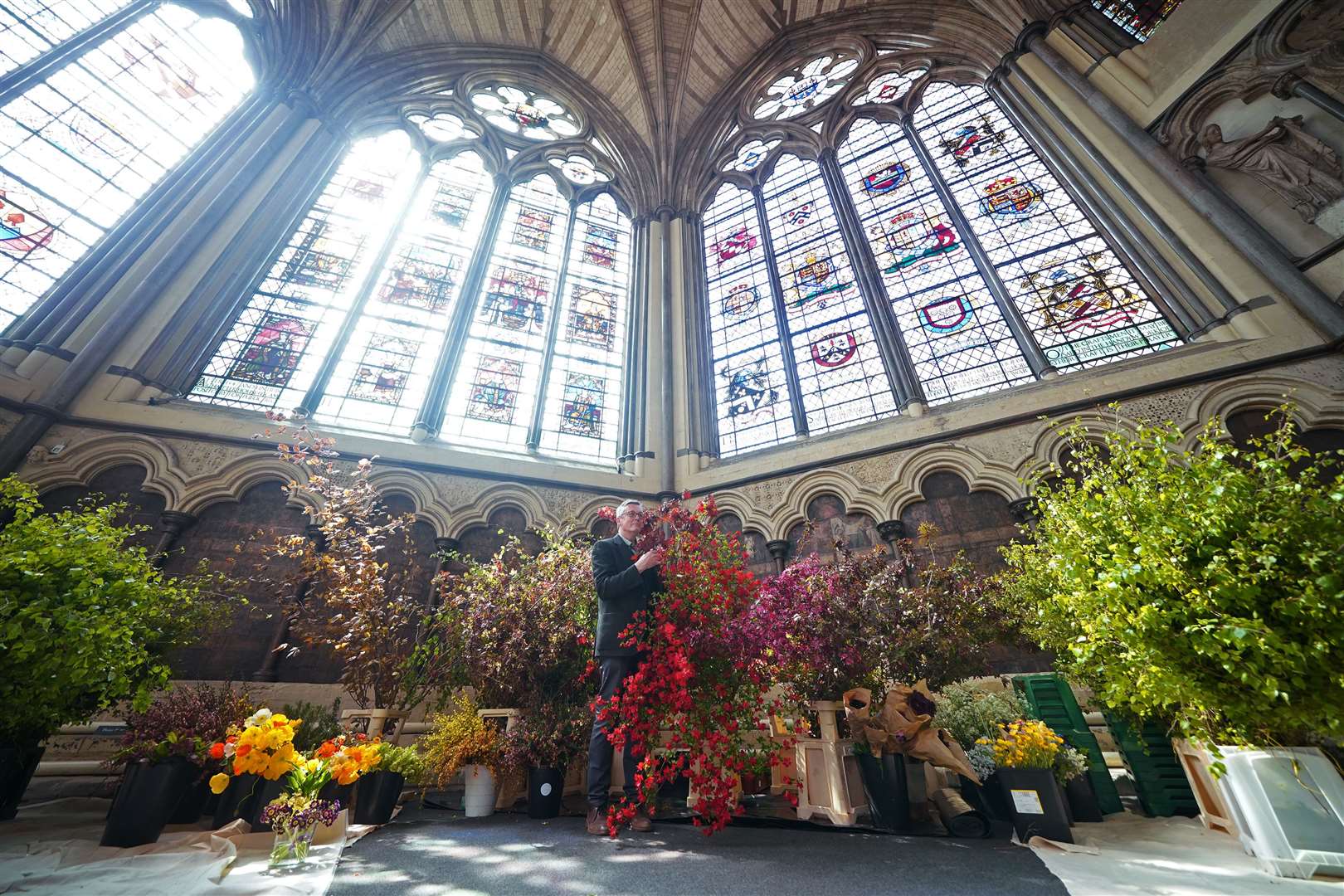 The flowers arrived at the abbey on Thursday (Yui Mok/PA)