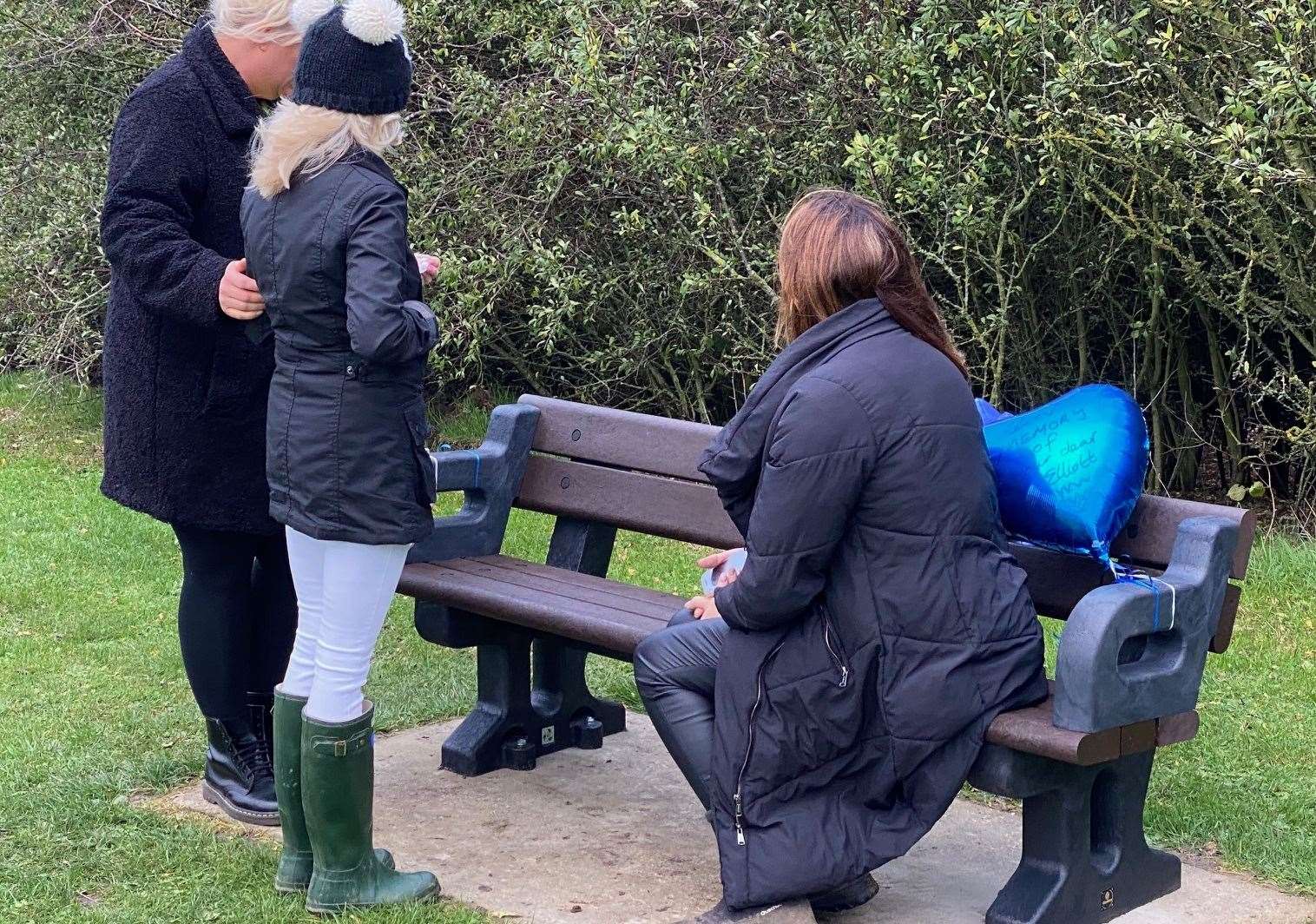 Elliott's Mum, Kerry pictured at the unveiling of a memorial bench dedicated to her son at the Istead Rise Community Field