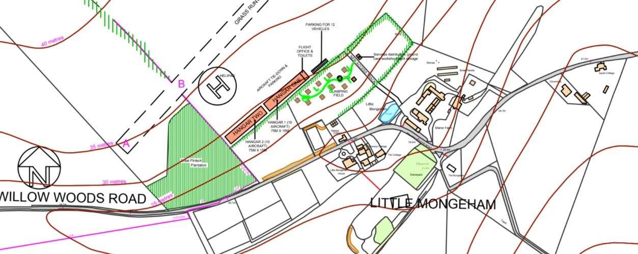 The plans for the airstrip at Manor Farm, Little Mongeham. Picture Ordnance Survey