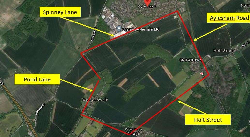 Police want to speak to anyone who was within the area defined by the red lines on April 27 (Kent Police/PA)