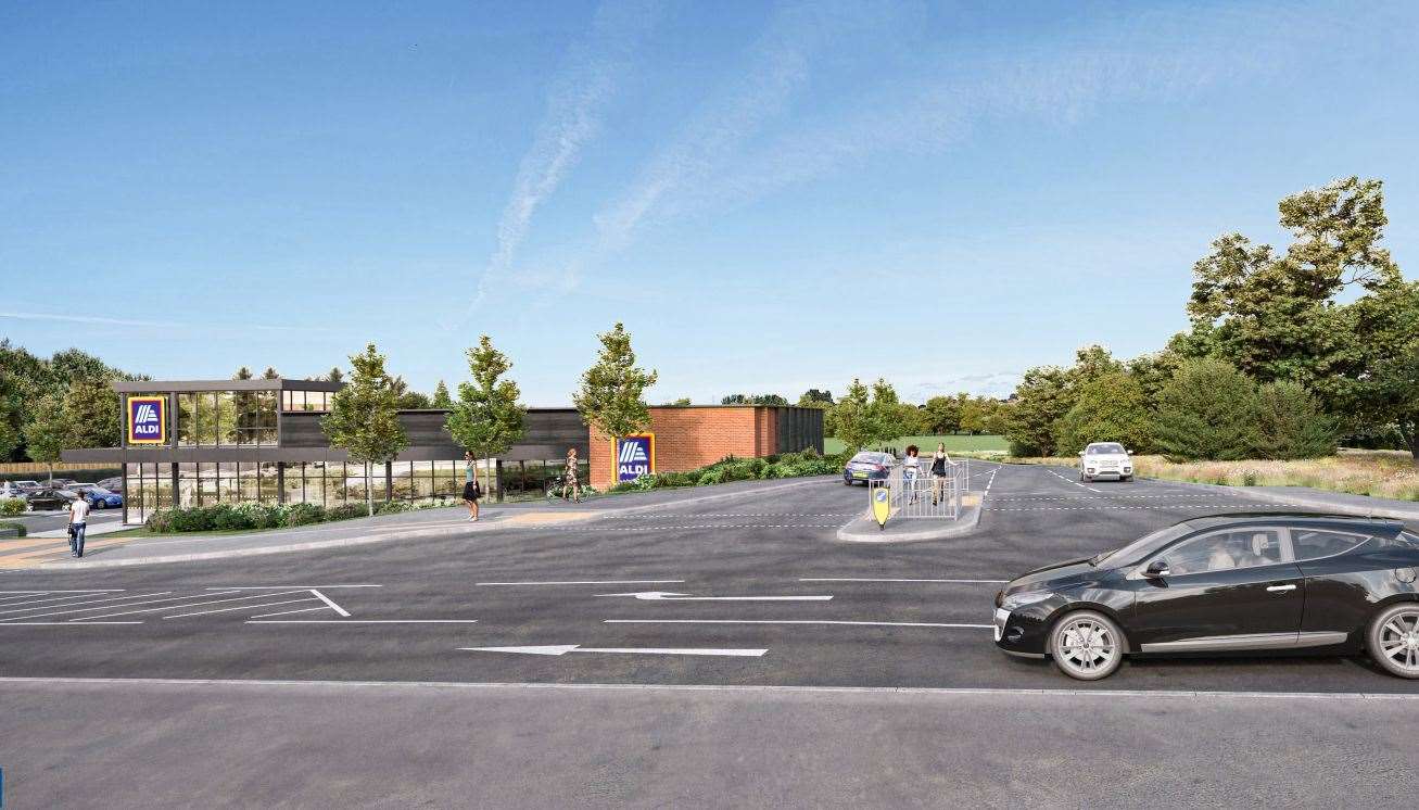 An artist's impression of the new Aldi store in Canterbury Road, Kennington. Picture: The Harris Partnership