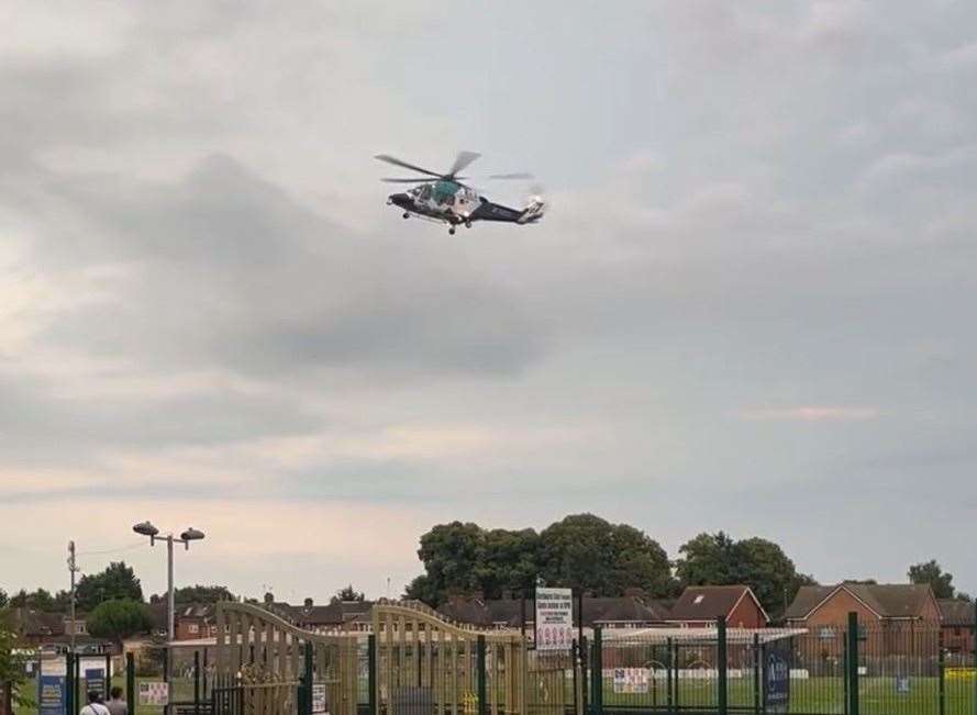 An air ambulance lands in Gravesend following reports of an incident in Wellington Street/Trinity Road