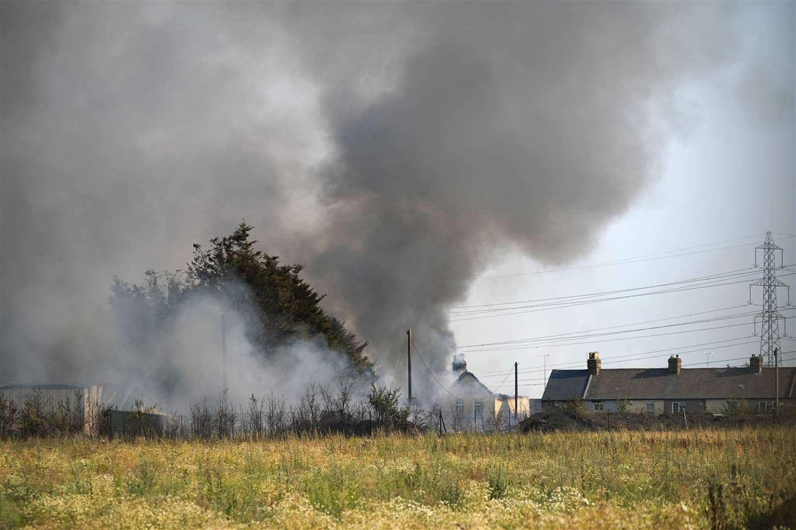 The scene of the blaze in Wennington (Yui Mok/PA)