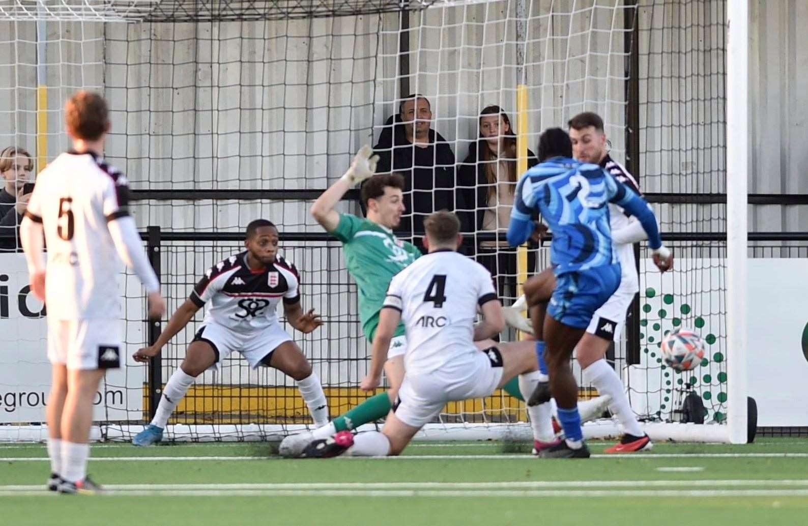 Rahman Kareem puts Lordswood ahead at Faversham on Saturday. Picture: Ian Scammell