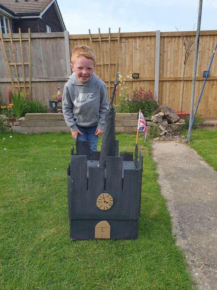 Jack Hopper, five, is autistic and went to Ash church today to celebrate the Queen's 70th jubilee and he loved the great things they'd done there and decided he wanted to make a church of his own with the Union Jack on it