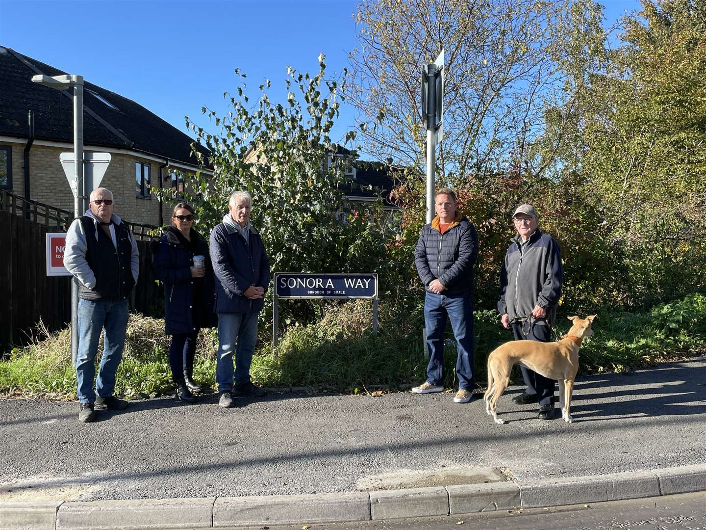 Cllr James Hunt with residents Paul Lewis, Corinne Baker, Peter French and Derek Deacon