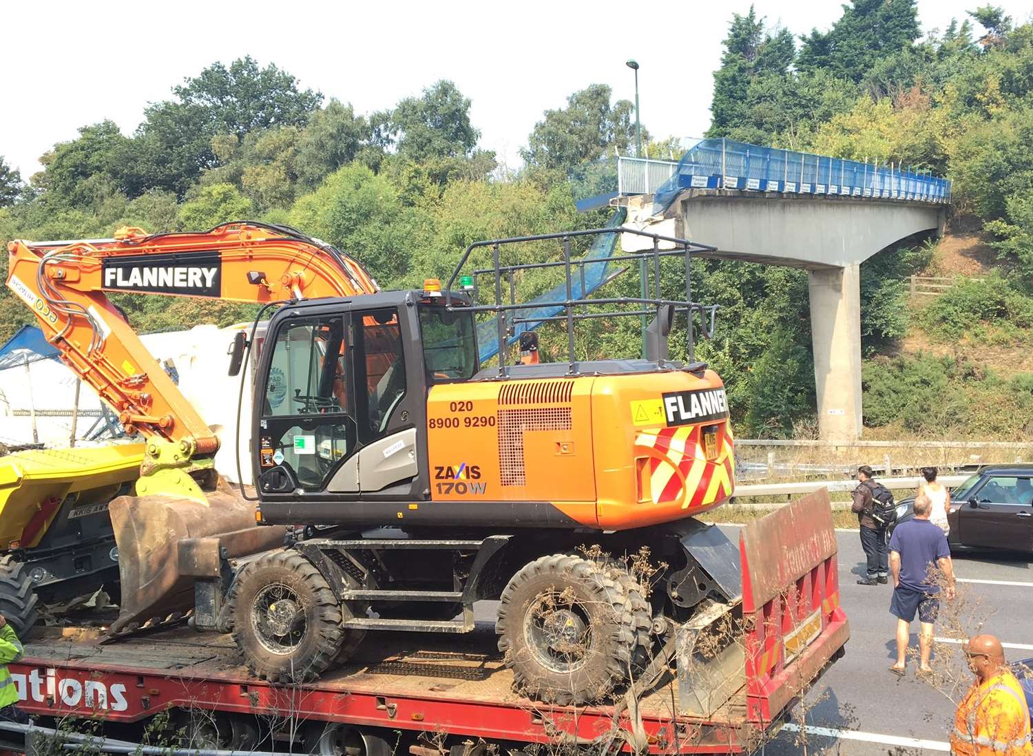 The bridge collapsed onto the M20 between junctions 4 and 3. Picture:@RobynTaylor94