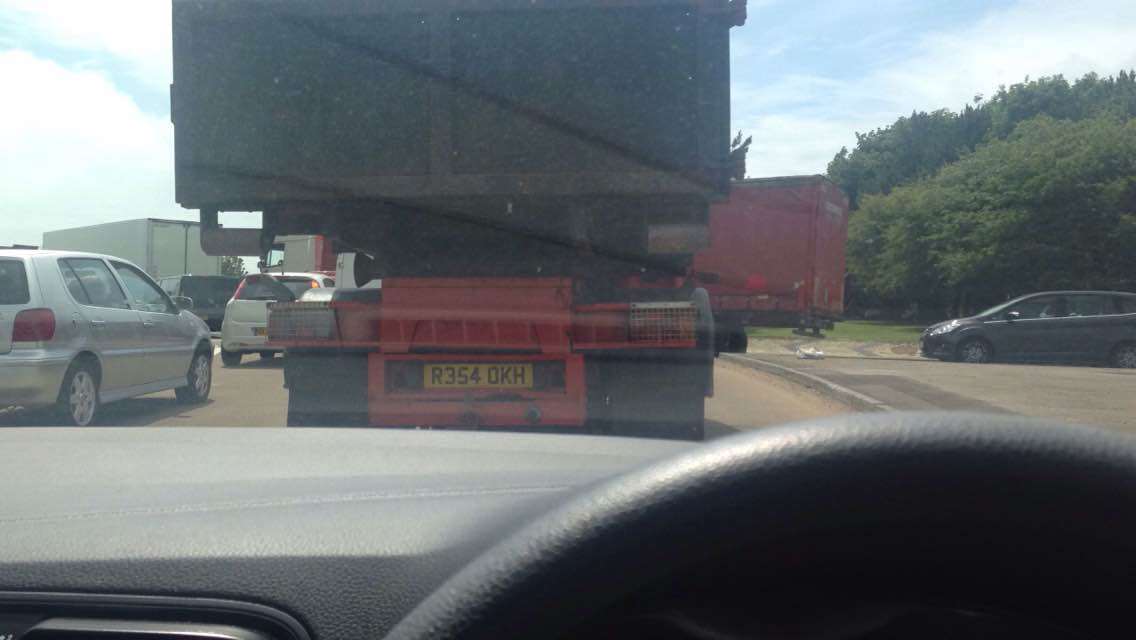 Lorries on the Whitfield roundabout