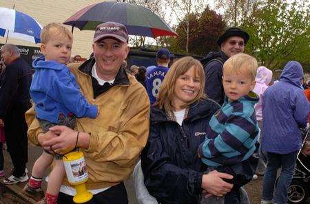 Bill Phelps and his children, Jack and Harry, with Debbie Ferrara on the Hoo Peninsula walk