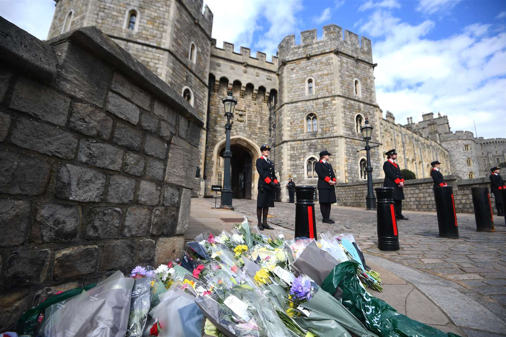 Flowers left outside Windsor Castle (Victoria Jones/PA)