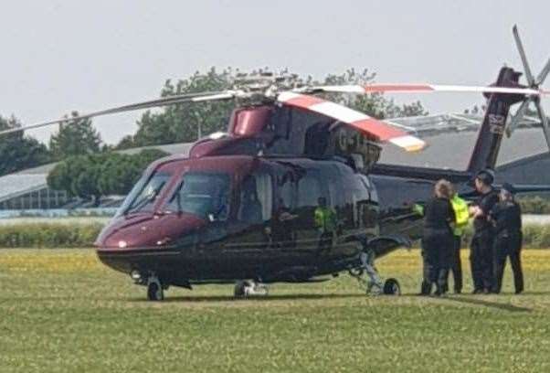 The Duke of Kent’s private helicopter at Jackey Bakers in Ramsgate. Picture: Anaken Todd