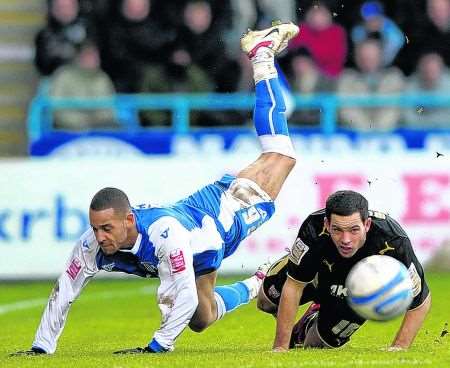 Curtis Weston takes a tumble as Gillingham crash at home to Brentford on Boxing Day