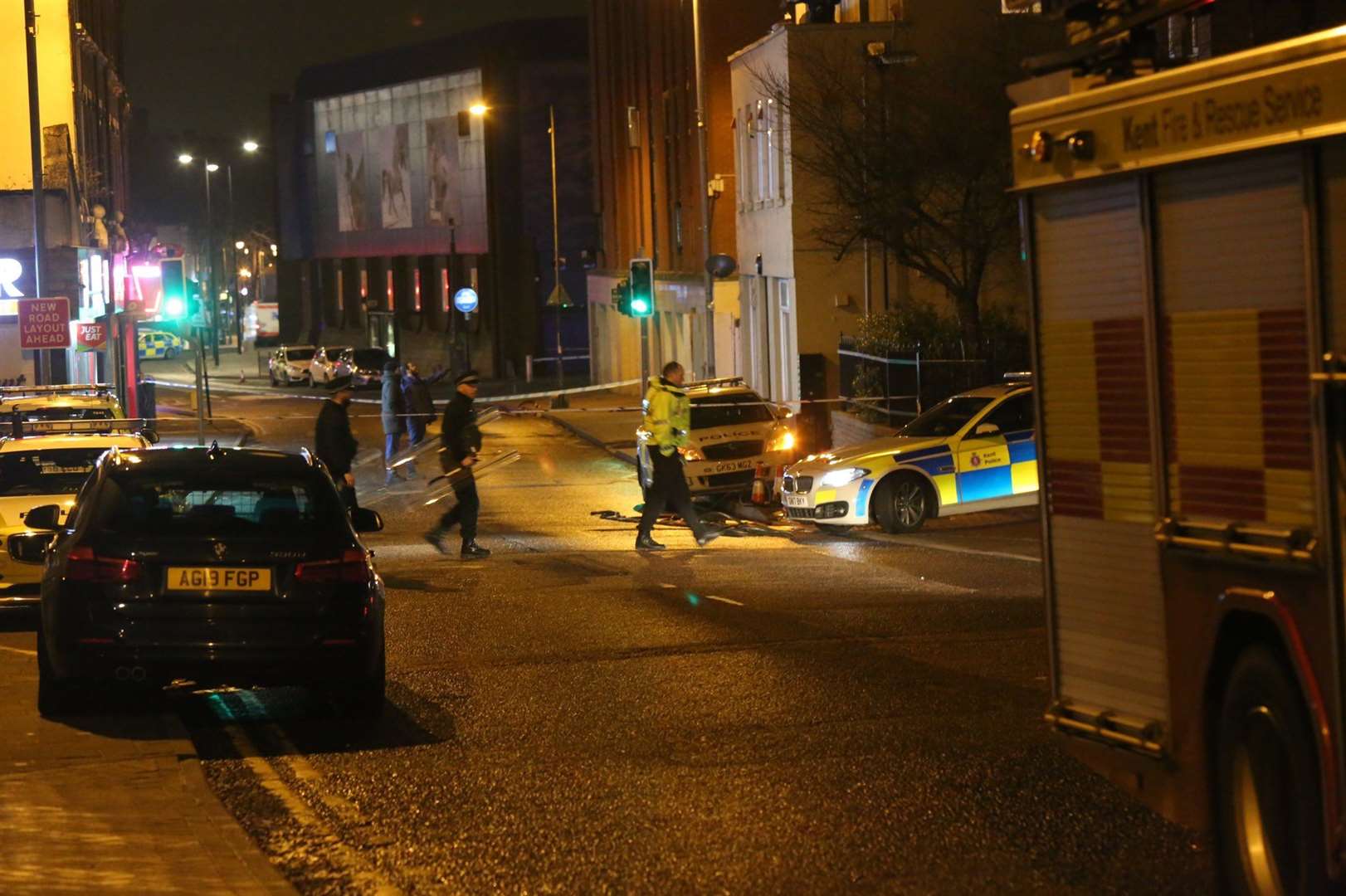 Chatham High Street was closed after a man was spotted on the roof of a building last Thursday. Picture: UK News and Pictures