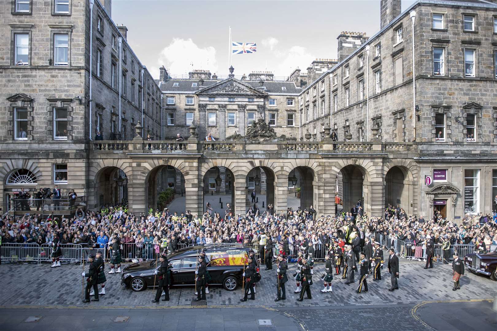 The King, the Princess Royal, the Duke of York and the Earl of Wessex walk behind the Queen coffin during the procession from the Palace of Holyroodhouse to St Giles’ Cathedral, Edinburgh (Lesley Martin/PA)