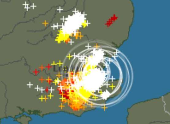 How the flash lightning storms have been hitting the county. Picture: KentStormChasers