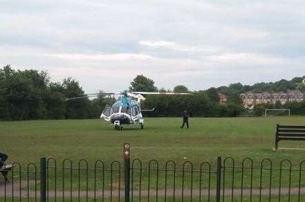 The air ambulance at Borstal Recreation Ground