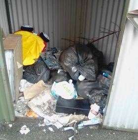 Piles of rubbish tossed into the communal sheds in Tennyson Avenue, Canterbury