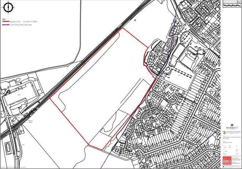 Barrett's outline map of the Bunyard site