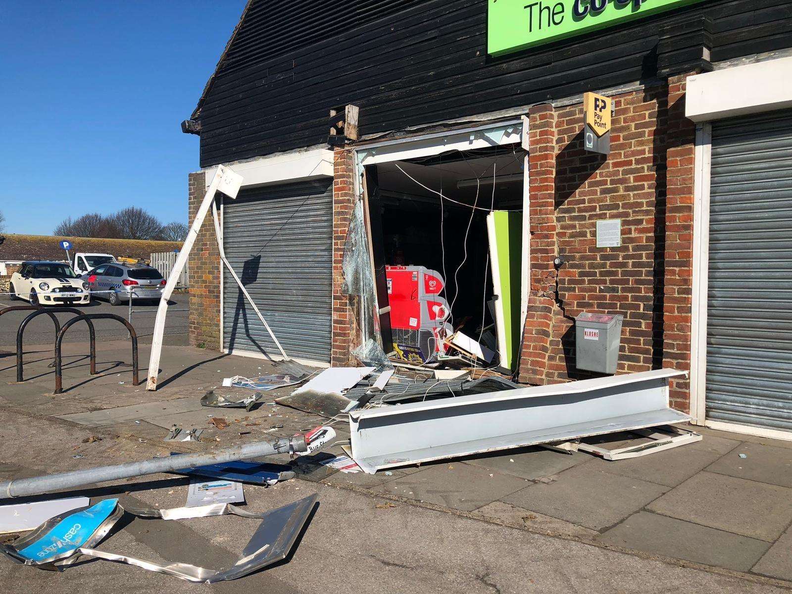 The damage done to Co-op in Hopeville Avenue, Broadstairs over the weekend