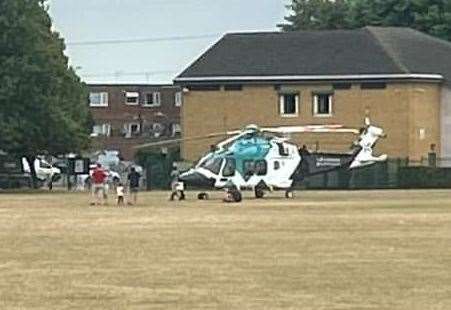 An air ambulance landed near London Road in Swanscombe after a crash. Picture: Cat Obanya