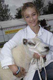 Ella Woodcock, 13, with Roxanna her beltex sheep at the Kent County Show