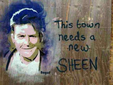 Artist Dean Tweedy's banned mural of Charlie Sheen