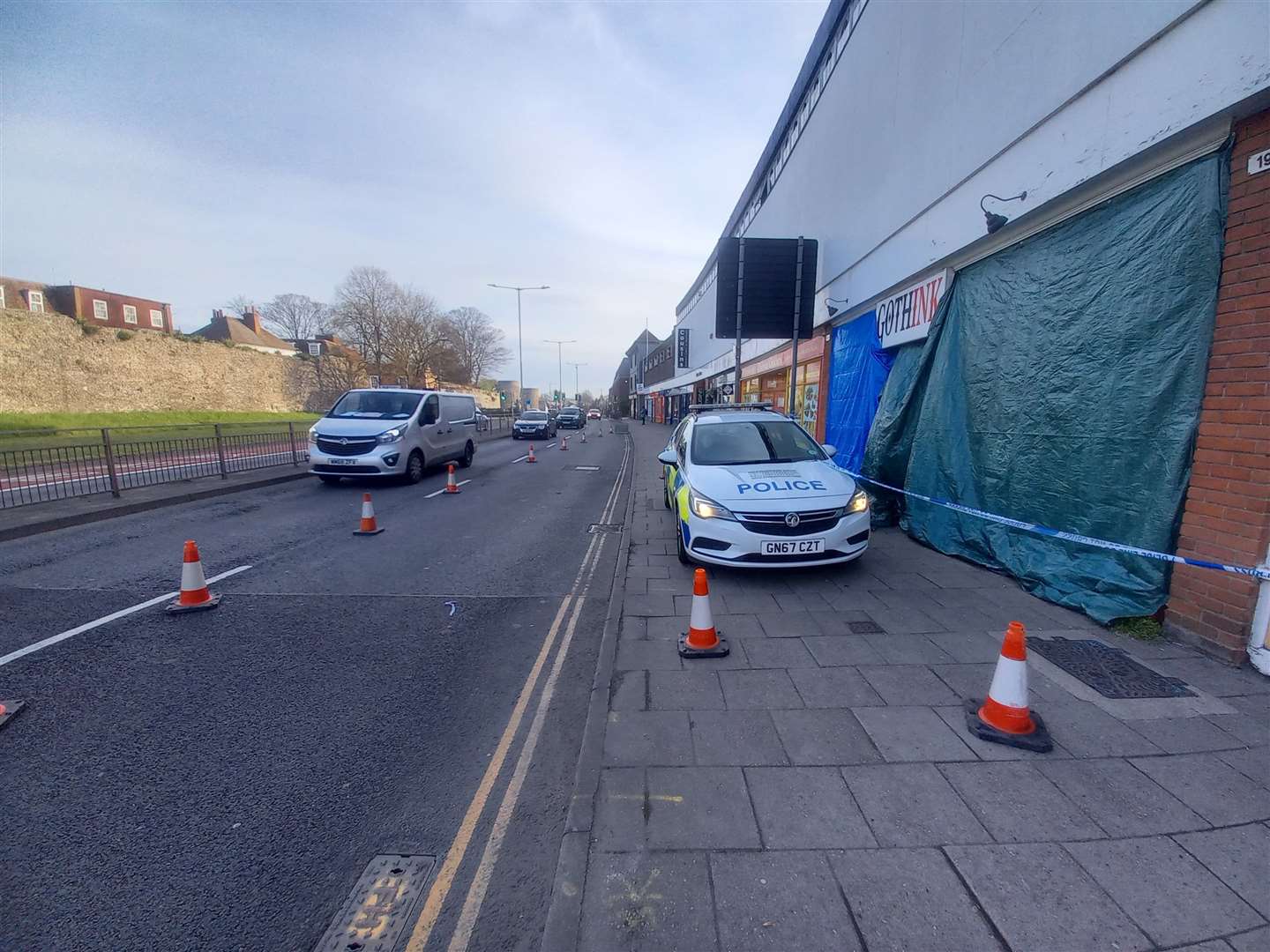 The scene this morning in Lower Bridge Street