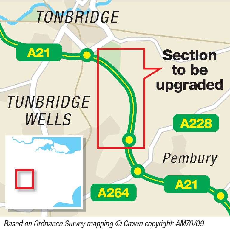 Route for A21 dualling route