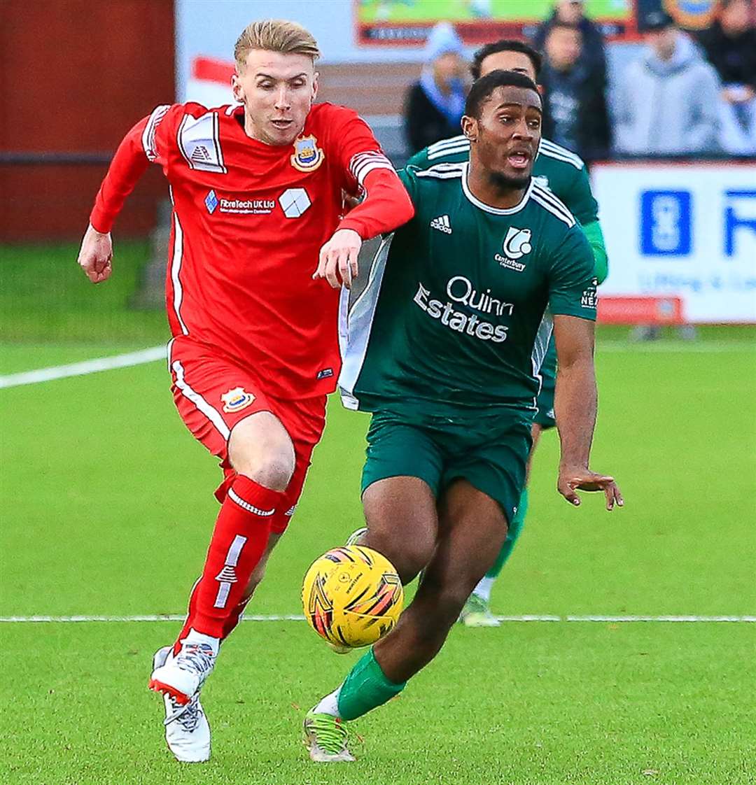 Action from Canterbury City's 4-2 loss at Whitstable. Picture: Les Biggs