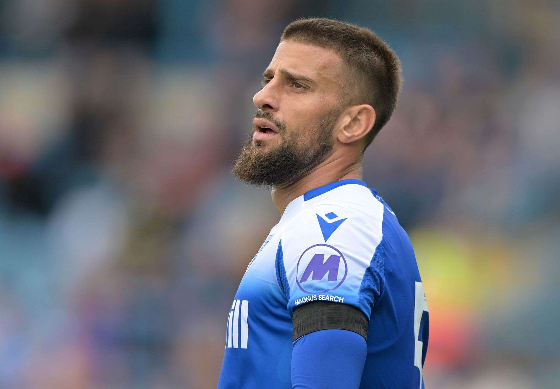 Gillingham defender Max Ehmer was frustrated by a penalty appeal that was turned down on Saturday Picture: Keith Gillard