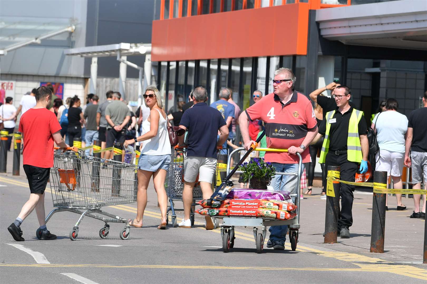 Long queues outside a B&Q store in Bristol on Saturday (Ben Birchall/PA)